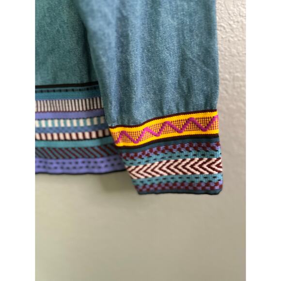 Vintage 90s Rustic Denim Chore Jacket XL Blue Cotton Embroidered Button Up Retro - Picture 4 of 9